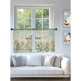 thumbnail image 4 of Welcome Daisy Sheer Curtains 2 Panels Set Flower Pastoral Green Watercolor Linen Texture Lihgt Filtering Rod Pocket Voile Drape, Semi Sheer Window Curtains for Bedroom Living Room, 52"x45", 4 of 5