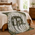 thumbnail image 6 of Rustic Camper Trailer Botanical Garden Scene Autumnal Camping, Rustic Camping Scene, Warm Flannel Blanket for Ranch House and Living Room, Outdoor Lovers Camping Gift, Rustic Home Decor, 6 of 7