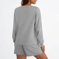 thumbnail image 4 of Track Suits for Women Set Long Sleeve Crewneck Sweatshirt and Shorts 2 Piece Matching Set Spring Fall Sweat Shorts Sets, 4 of 7