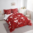 thumbnail image 3 of Homewish Cute Heart Loves 7-Piece Bedding Comforter Set,Romantic Valentine'S Day King Bedding Sets,White Red Bed Sheets For Girls Kids,Breathable Home Decor Reversible, 3 of 8