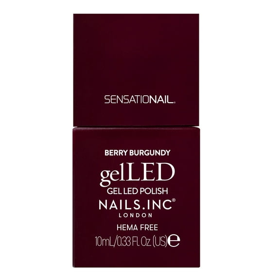 Nails.INC x Sensationail GelLED Gel Nail Polish, Berry Burgundy, Classic Burgundy, 0.33 fl oz