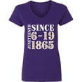 thumbnail image 3 of Inktastic Juneteenth Since 6-19-1865 Women's V-Neck T-Shirt, 3 of 5