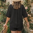 thumbnail image 5 of Jess by Meiko Women's Collared Linen Top and Short Set Summer Matching Set Black XS, 5 of 6