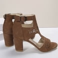 thumbnail image 4 of Gladiator Sandals for Women Open Toe High Block Heeled Summer Booties Breathable Cutout Ankle Strap Back Zipper Ankle Boots Brown Size 8.5, 4 of 7