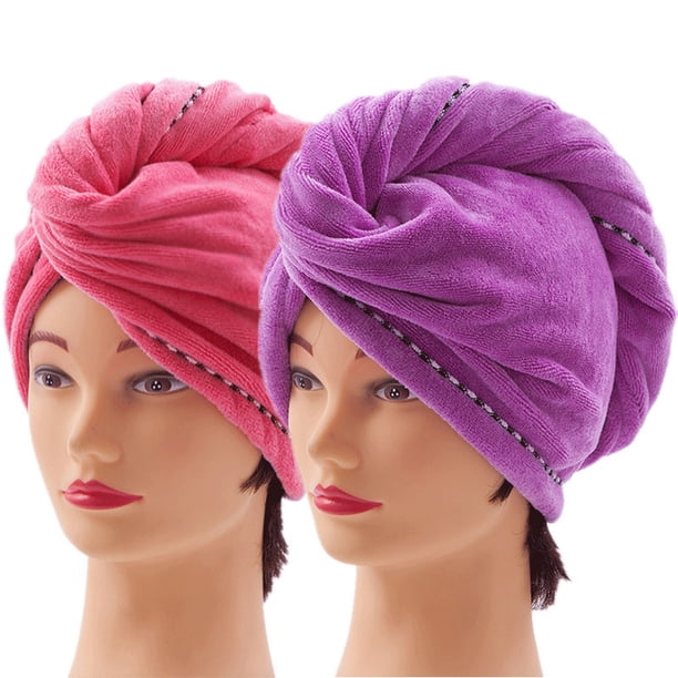 Juego de 3 toallas de microfibra para secado de pelo, muy absorbentes, turbante, secado rápido, con botones, toalla de baño, cierre de peluquería,