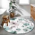 thumbnail image 3 of Vintage Teal Round Rugs for Living Room 3ft Brown Floral Watercolor Blossom Flowers Abstract Non Slip Circle Rug Washable Low-Profile Indoor Carpet for Bedroom, Dining Room, Bathroom, 3 of 9