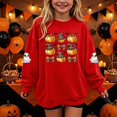 thumbnail image 3 of DJDLJWCJ Girls Halloween Fleece Sweatshirt Long Sleeve Crew Neck Oversized Graphic Pullover Kids Fall Casual Halloween Sweatshirts Red Size 13, 3 of 7