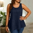thumbnail image 2 of Womens Plus Size Denim-Inspired Sleeveless Tank Tops Polyester Loose Fit Scoop Neck Summer Casual Office Tees,Navy,XXXXXL, 2 of 8
