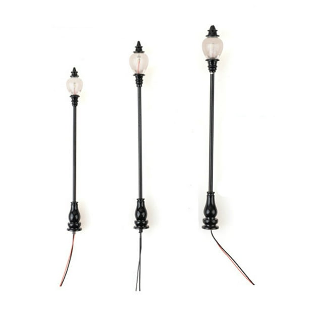 Inteprter Farola en miniatura, tamaño de muñeca, diseño de tren ferroviario, farola LED, materiales de arquitectura, decoración de patio, modelo de luz Type3 NO3 Inteprter HA061266-02
