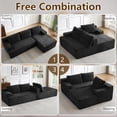 thumbnail image 5 of 96" Boneless Cloud Couch with Chaise, Modular Sectional Sofa for Living Room, No Assembly Required, Deep Seat Corduroy Couch, Black, 5 of 9