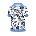 thumbnail image 4 of Jacenvly Hauts pour Femmes Liquidation Mode Décontractée Col Rabattu Couleur Unie Manches Courtes T-Shirt Blouse Ample Printemps et Été Hauts pour Femmes Liquidation, 4 of 5