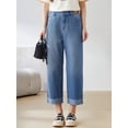 thumbnail image 6 of High waist and thin rolled-foot denim trousers, 6 of 7