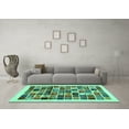 thumbnail image 3 of Ahgly Company Machine Washable Indoor Rectangle Abstract Turquoise Blue Contemporary Area Rugs, 8' x 10', 3 of 4