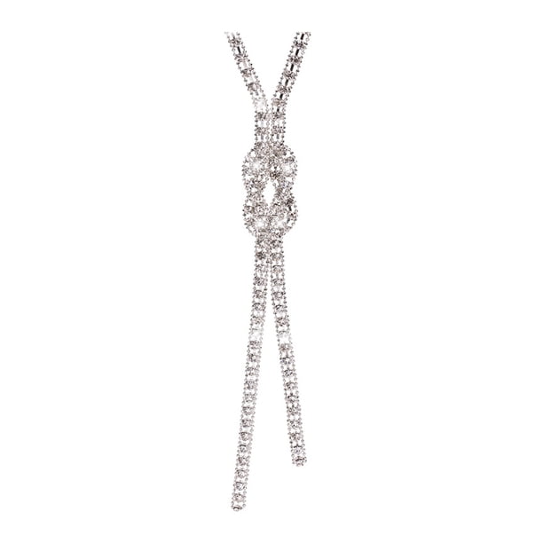 Suéter largo Gargantillo Rhinestone Knot Cuello Colgante Colgante Suéter Bufanda Collar
