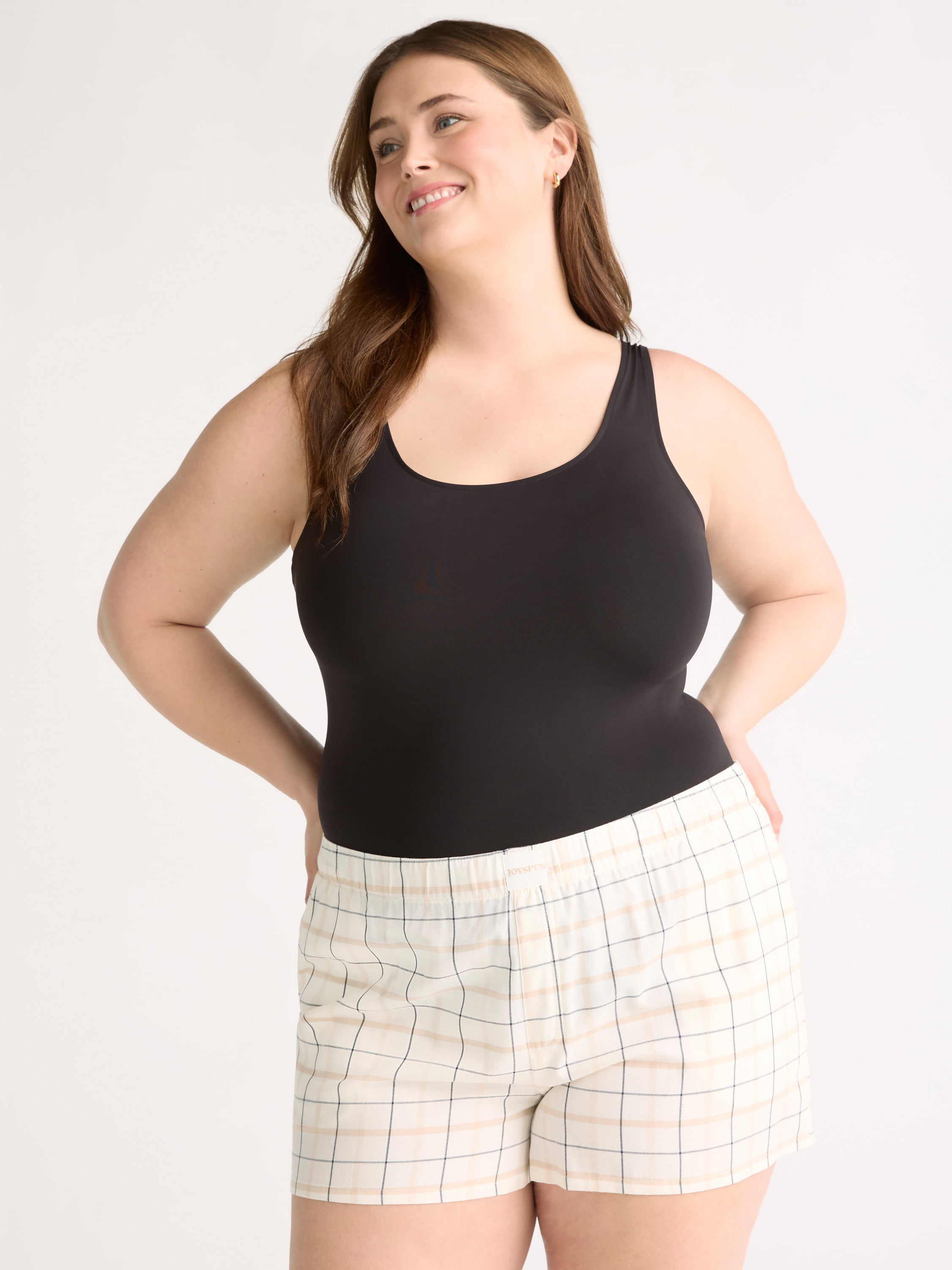 Joyspun Women's Woven Pajama Boxer Shorts, 3 in Inseam, Sizes XS-3X