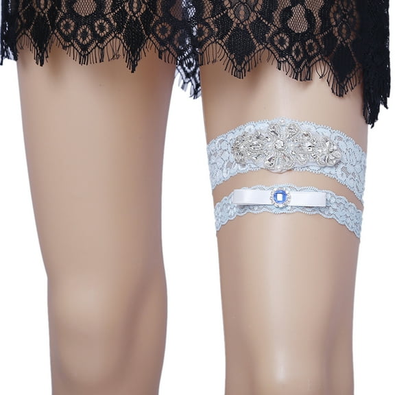 Blue Garter Belt for Brides Wedding Garter Set Lace Bridal Garter Party Leg Thigh Garters for Women