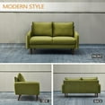 thumbnail image 4 of Hybition Velvet Loveseat Modern Sofa with Wooden Legs for Living Room-Army Green, 4 of 6
