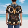 thumbnail image 4 of Disketp Quirky Owl With Glasses Hawaiian Shirts for Men,Mens Casual Short Sleeve Button Down Shirts Beach Shirt,Small, 4 of 7