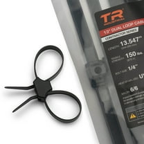 TR Industrial Contractor Series Dual Loop Impact Resistant Heat Stabilized Cable Ties, 13", UV Black, Made in USA, 10-Piece