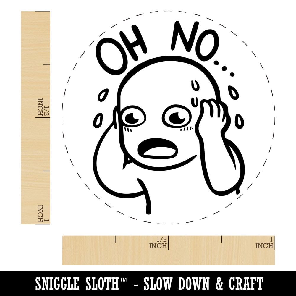Oh No Panic Mistake Sweating Reaction Self-Inking Rubber Stamp Ink Stamper - Brown Ink - Medium 1 Inch