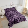 thumbnail image 4 of Purple Bow Knot Comforter Set Antique Victorian Damask Twin Bedding Sets,Bow Knot Down Comforter Vintage Floral Gothic Duvet Insert,Exotic Baroque Flowers Bohemian Decor, 4 of 7