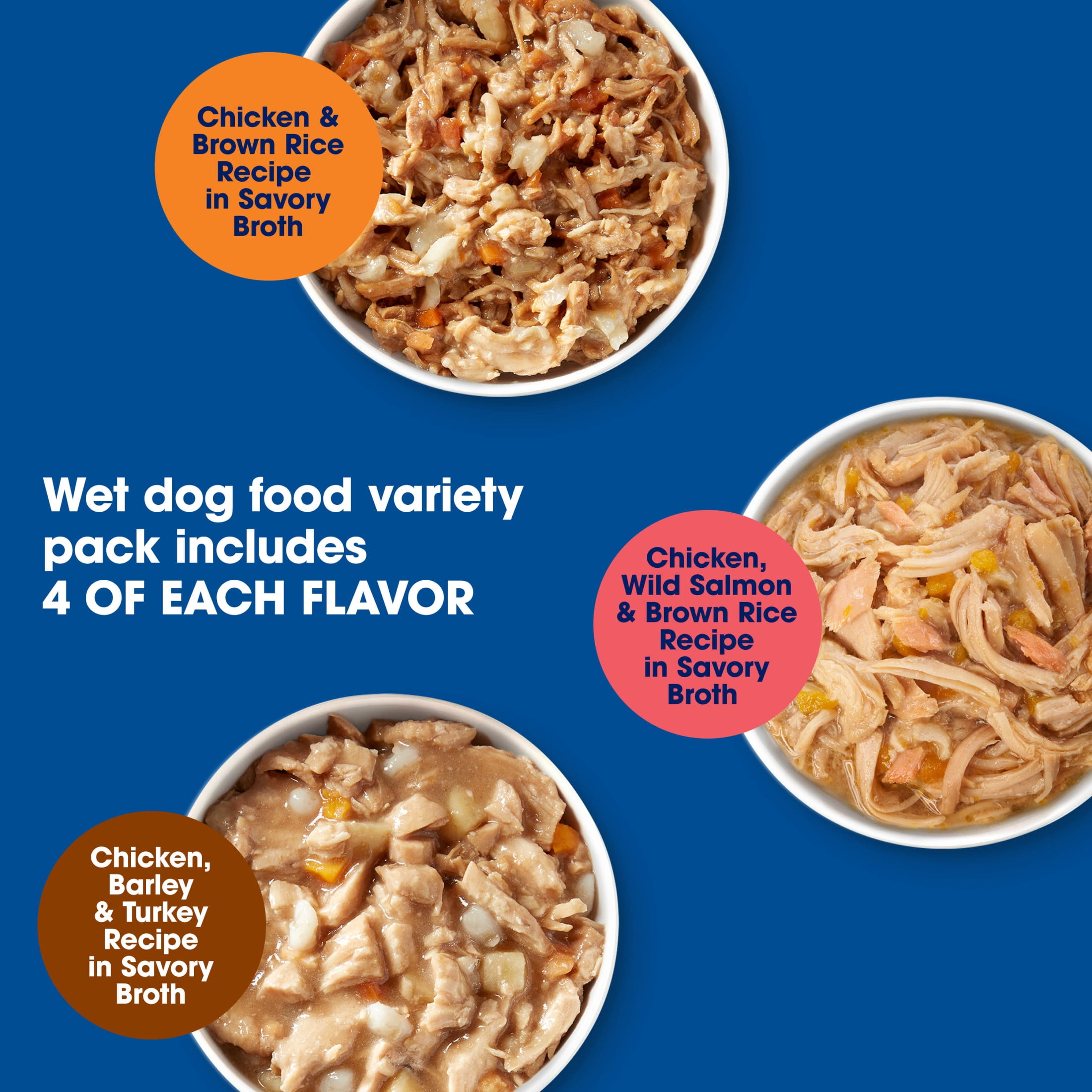 (4 pack) Nature's Recipe Chicken, Salmon & Turkey Wet Dog Food Variety Pack, 2.75 oz Cups (12 Pack)