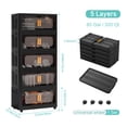 thumbnail image 6 of Black,24" Side Wide Folding ,4 Tiers,23.62"Ã13.78"Ã48.43",Collapsible Bins Magnetic Door, Plastic Storage Cabinet with Wheels, 6 of 7