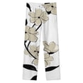 thumbnail image 4 of Elegant Beige Floral Branch Art Winter Female Pants Flannel High Waist Women Pants Lady Warm Straight Leg Plush Trousers, 4 of 7