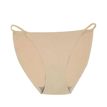 Icvfdpl Womens Underwear Desire Ice Silk Thin Strap Seamless Thong Soft Breathable Panties For Women Khaki L