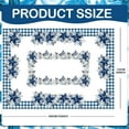 thumbnail image 2 of Blue and White Christmas Tablecloth 60 x 102 Inch Poinsettia Decorations Winter Reusable Xmas Plaid Bordered Fabric Table Cloth for Party, 2 of 6