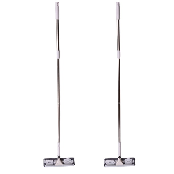 2X Herramienta de Limpieza de Vidrio Varilla Telescopica Doble Cara Limpiador de Ventanas Limpiador de Rasqueta Cepillo de Cabeza Giratoria de Manejar Depurador de Silicona