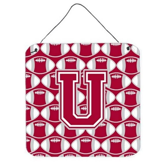 Letter U Football Crimson, Grey & White Wall or Door Hanging Prints