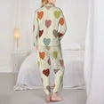 thumbnail image 5 of Kll Heart Polka Dot Print Women'S Long Sleeve Pajamas With Pants Sleepwear Loungewear 2 Set-Large, 5 of 9