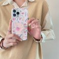 thumbnail image 3 of Linda funda de teléfono con soporte de conejo coreano, flores de pantalla completa, Rosa Floral, para iPhone 14, 13, 12, 11 Pro Max, X, XS, XR, Kawaii, suave, 3 of 4