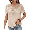 thumbnail image 3 of Women'S Short Sleeve Tunic Tank Tops Casual Lace Shirt Blouses Skin Color L, 3 of 9