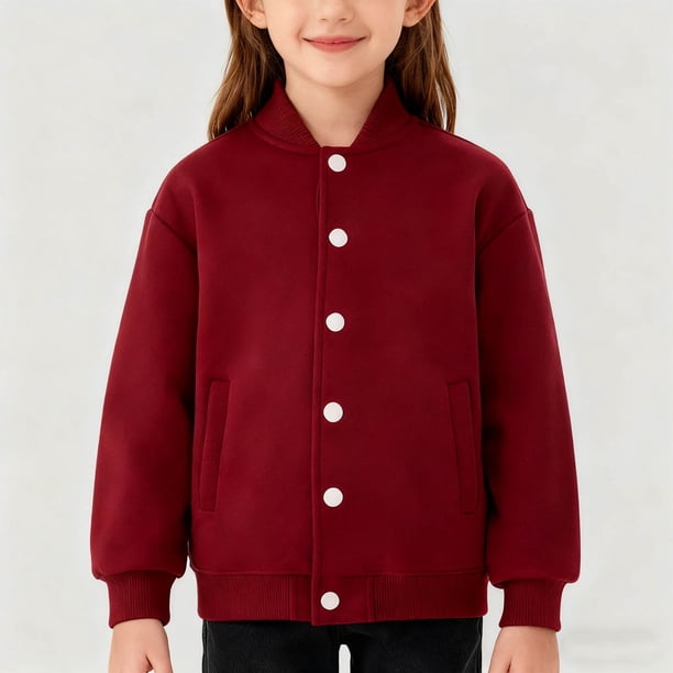 Chaquetas y abrigos casuales sin capucha de manga larga Chaqueta de béisbol de color sólido para niños Ropa de abrigo para niños y niñas Chaqueta superior de primavera para niños Sudadera con capucha