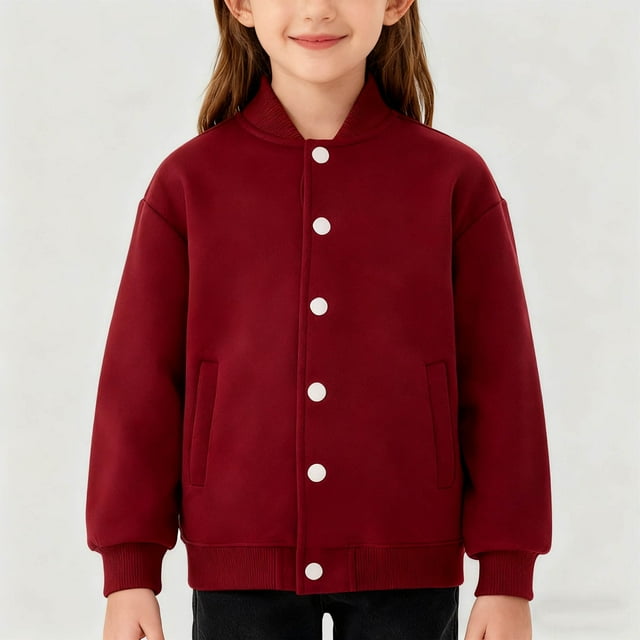 Chaquetas y abrigos casuales sin capucha de manga larga Chaqueta de béisbol de color sólido para niños Ropa de abrigo para niños y niñas Chaqueta superior de primavera para niños Sudadera con capucha