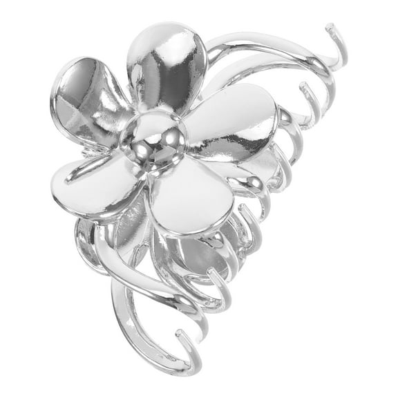 HONMEET Trendy Hair Accessories Floral Claw Clips for Women Silver Alloy Secure Hold 1Pack