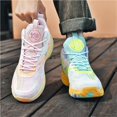 thumbnail image 4 of Bolognifi Men's Basketball Shoes Breathable Colorful Volleyball Sneakers with Mesh Upper Non Slip Rubber Indoor Shoe - PINK2_4, 4 of 7