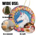 thumbnail image 3 of Funny Christmas Ornament,Mythical Unicorn In Floral Wonderland,Xmas Round Ceramic Pendant, 3 of 6