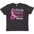 thumbnail image 3 of Inktastic Breast Cancer Awareness Nobody Fights Alone Pink Ribbon Youth T-Shirt, 3 of 5