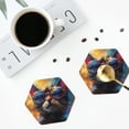 thumbnail image 5 of Pofeuu Cool Cat With Sunglasses Print Leather Coasters Set of 6, Round Cups Mugs Mat Pad for Home Kitchen Heat Resistant Drink Coasters,Hexagon, 5 of 7