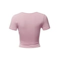 thumbnail image 3 of A2Y Women's Deep V-Neck Short Sleeve Unique Slim Fit Cross Wrap Shirt Crop Tops Dusty Pink S, 3 of 6