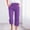 Purple, variant on CheerKidz Capri Pants for Women's Summer Drawstring Elastic High Waist Casual Capris Straight Wide Leg Cotton Linen Loose Pants(Brown,L)