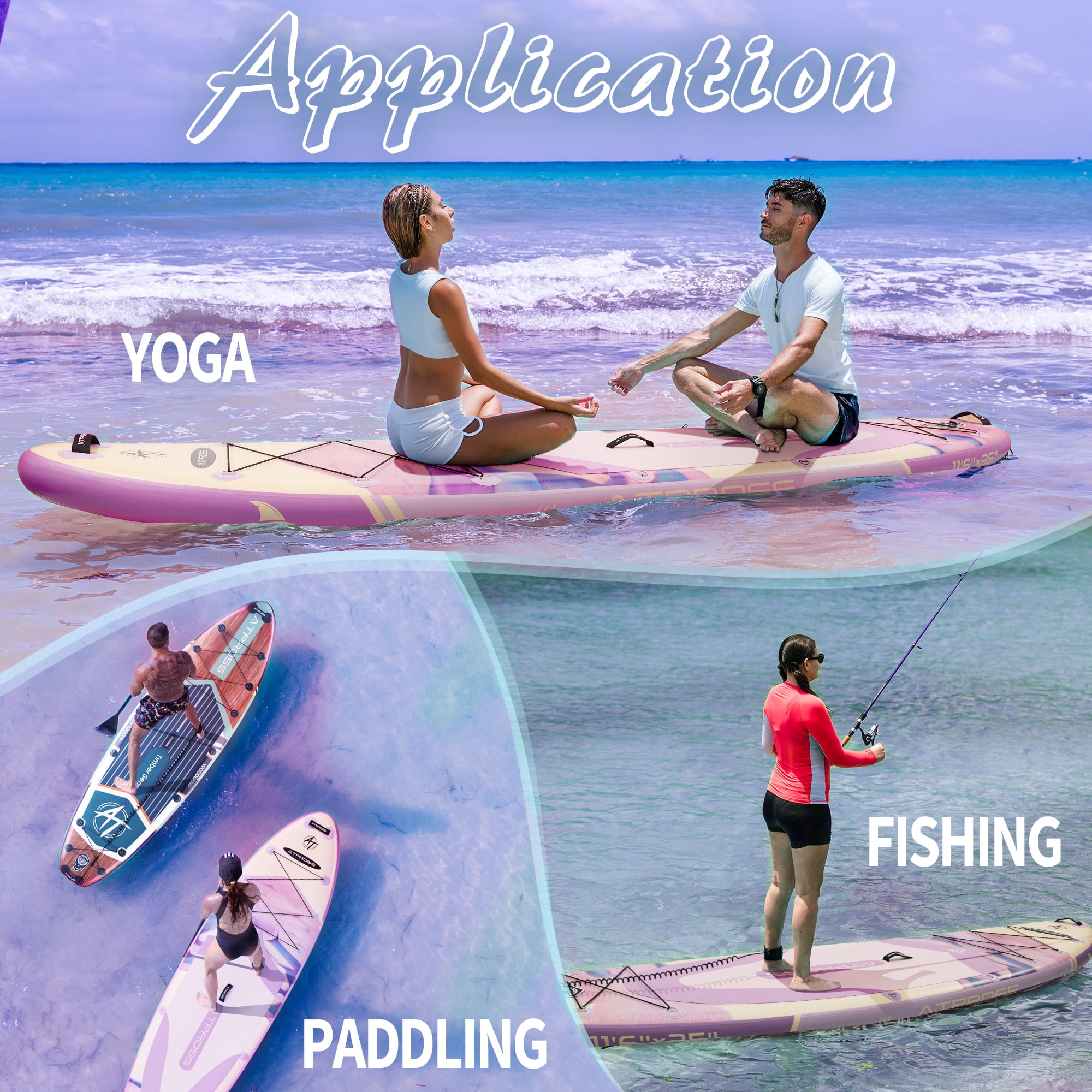Ultifit Inflatable Paddle Board Extra Wide 450 Lbs Capacity Anti-Slip Design with SUP Accessories and Seat 11'6" x 35" Purple