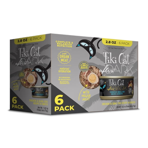 Tiki Cat After Dark Whole Foods Wet Cat Food, Chicken & Quail Egg Multi Pack, 2.8 oz. Can (6 Count)