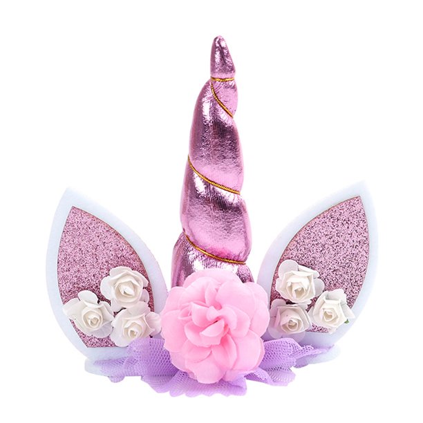 aowa unicorn birthday cake decor topper cute horn ears flower party ornament prop walmart com