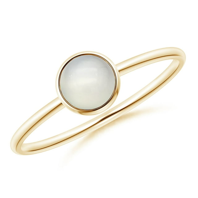 Angara Natural Moonstone Ring - Bezel Set Round Moonstone Stackable Ring in 14K Yellow Gold for Women (Ring Size = 11)