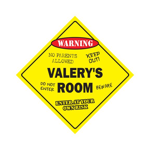 Valery's Room Sign Crossing Zone Xing | Indoor/Outdoor | 14" Tall kids bedroom decor door children's name boy girl
