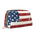 thumbnail image 2 of Naloa Vintage American Flag Leather Makeup Bag for Purse Travel, Portable Small Cosmetic Organizer for Women and Girls, Make up Bag with Zipper, 2 of 8